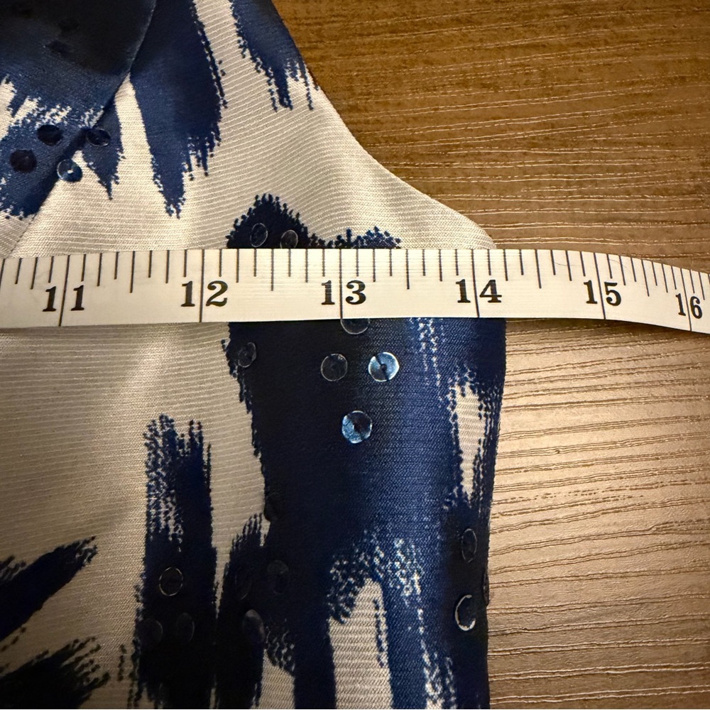 Adrianna Papell Navy and White Floral Gown size 2 pockets - Picture 13 of 15